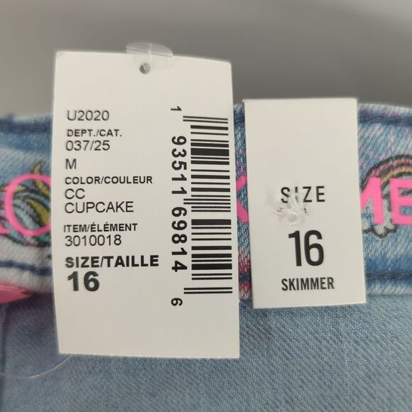 The Children's Place Girl's Skimmer Unicorn Light Wash Jean Shorts Size 16 NWT - Picture 5 of 8